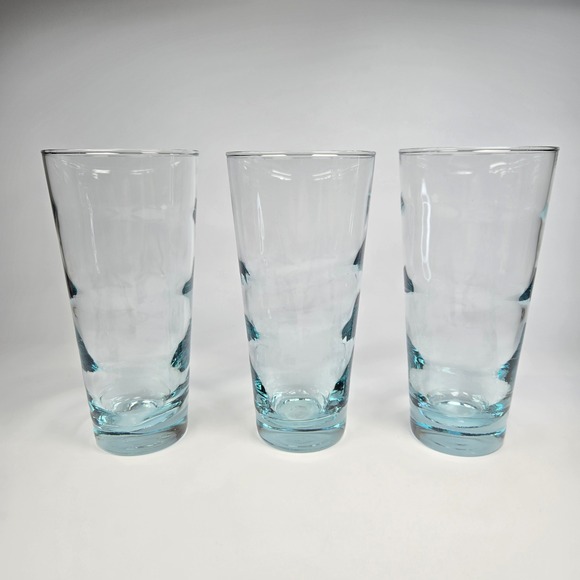 Libbey Other - 3 Vintage 70s Libbey Aqua Blue Ripple Saturn Optic Glasses Tumblers 6-1/2" 12 oz